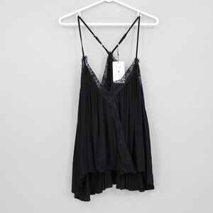 Beetsweeti Racerback Lace Cami Tank Top Womens XL Black Witchy Whimsigoth NWT